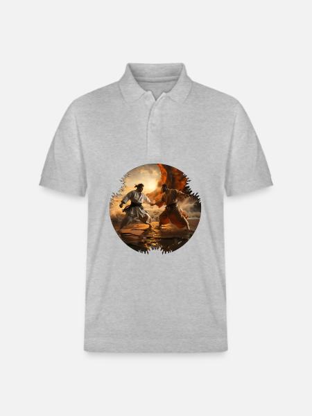 Karate fighters are physically fit - Stanley/Stella Unisex Organic Polo Shirt PREPSTER - heather grey