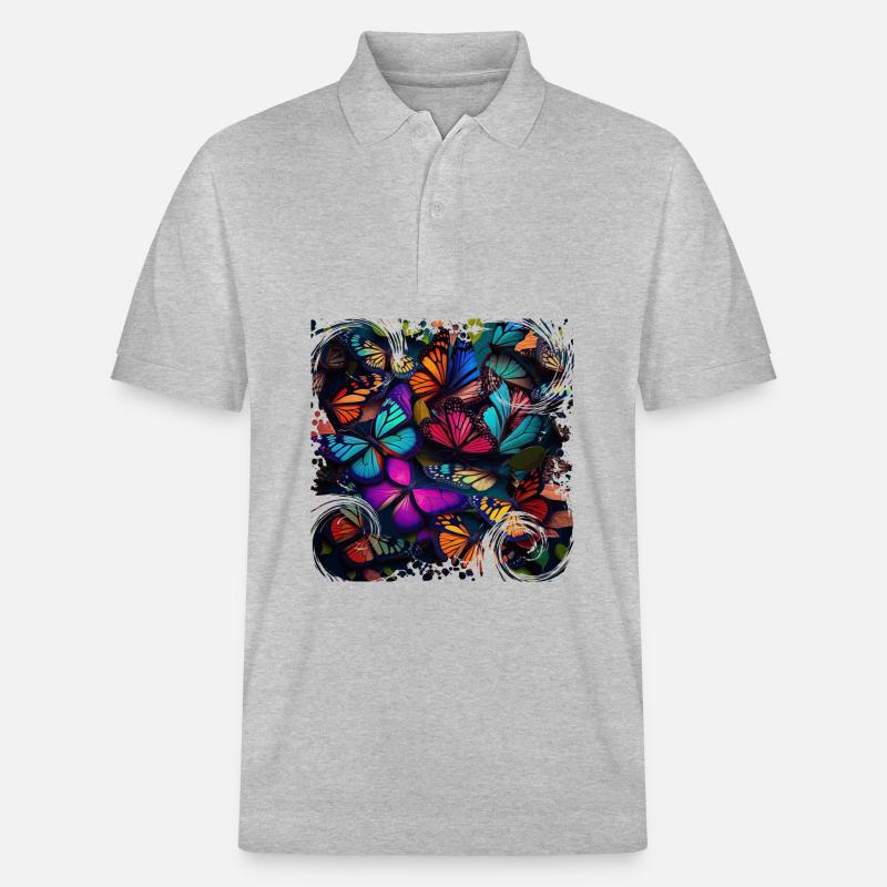 Chaque papillon est unique - Polo PREPSTER bio Stanley/Stella Unisexe - gris chiné