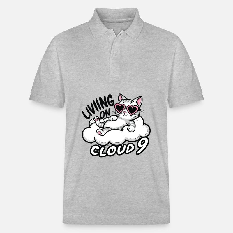 Katze Kätzchen auf Wolke 9 - Stanley/Stella Unisex Bio-Poloshirt PREPSTER - Grau meliert