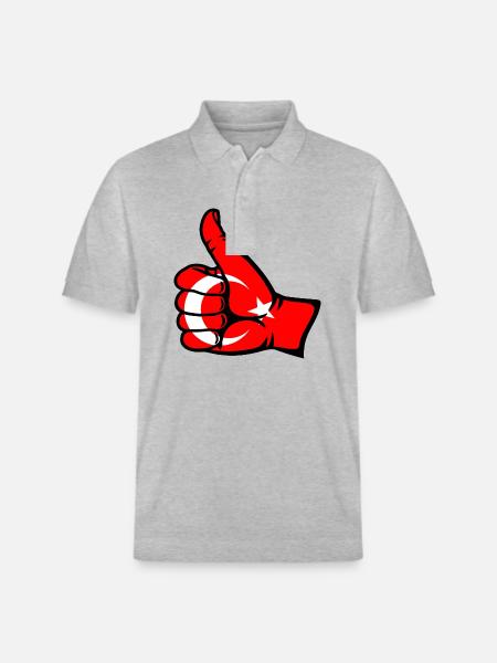 Turkey Flag All Clear Icon - Stanley/Stella Unisex Organic Polo Shirt PREPSTER - heather grey