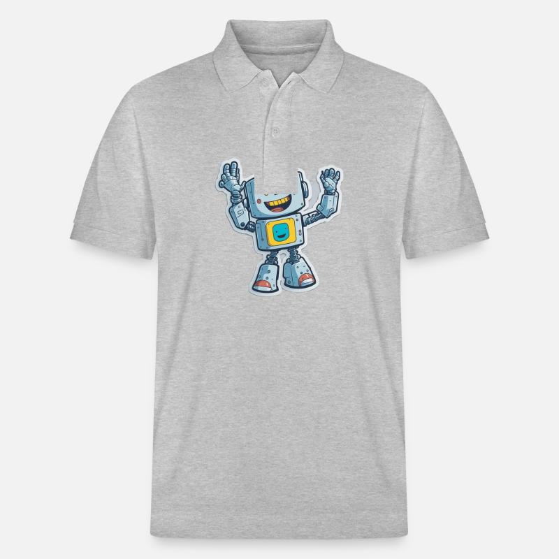 Robot Roboter Comic Cartoon Style - Stanley/Stella Unisex Bio-Poloshirt PREPSTER - Grau meliert