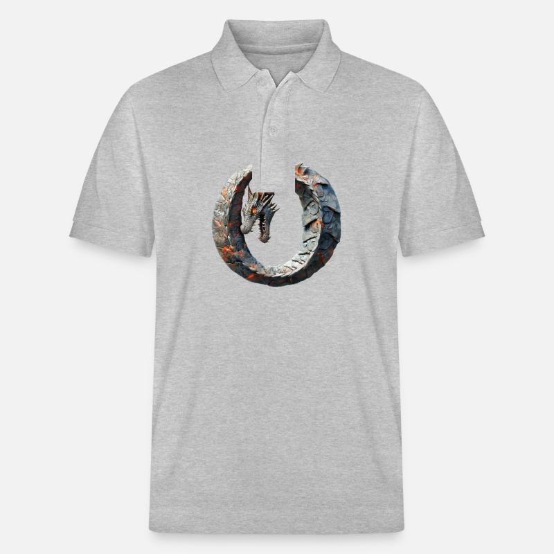Buchstabe "O" im Drachendesign. - Stanley/Stella Unisex Bio-Poloshirt PREPSTER - Grau meliert