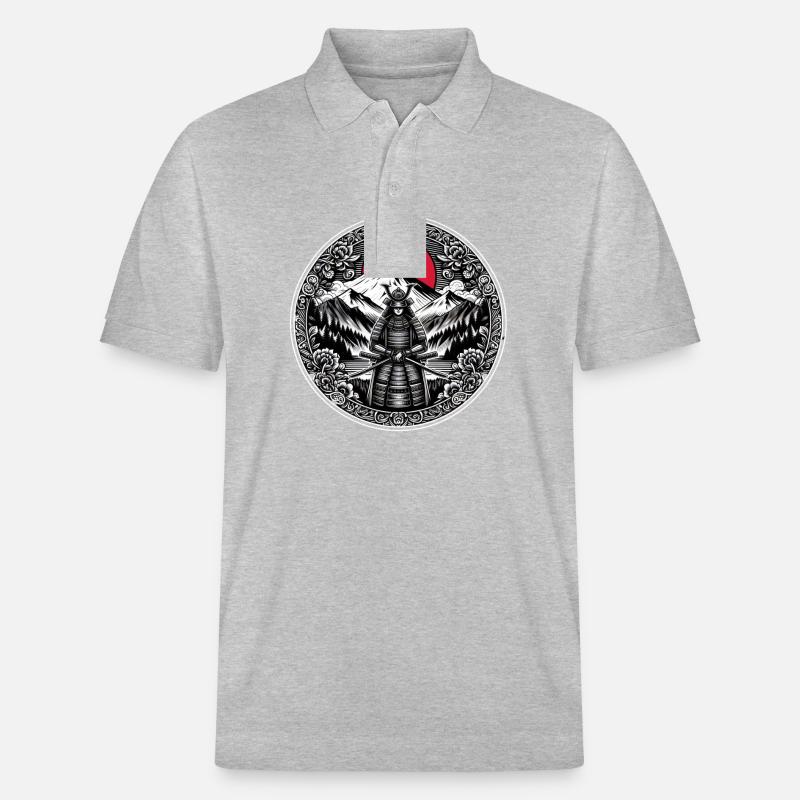 Japanischer Samurai-Krieger - Stanley/Stella Unisex Bio-Poloshirt PREPSTER - Grau meliert