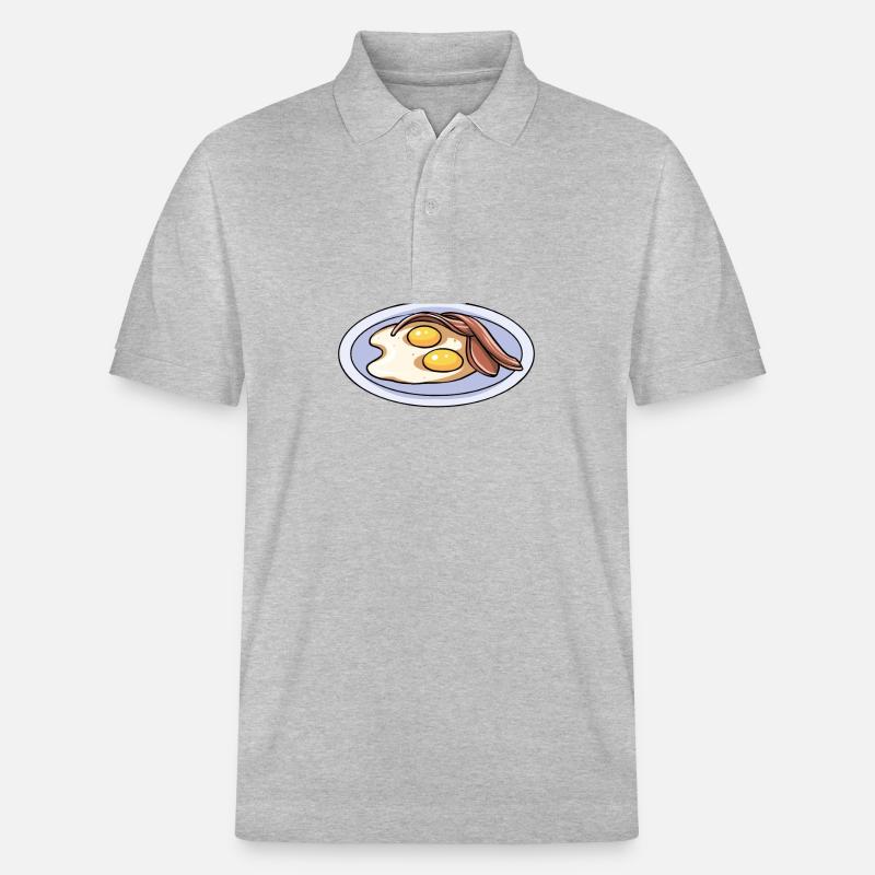 Eier Bacon Frühstück - Stanley/Stella Unisex Bio-Poloshirt PREPSTER - Grau meliert