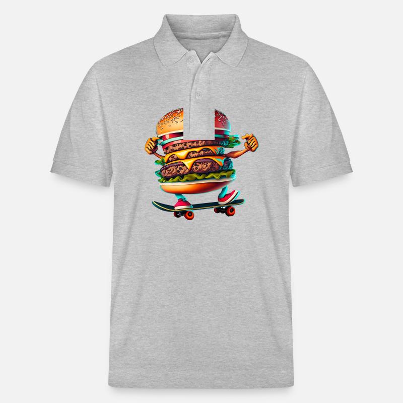 Cheeseburger Skateboard Skater - Stanley/Stella Unisex Bio-Poloshirt PREPSTER - Grau meliert