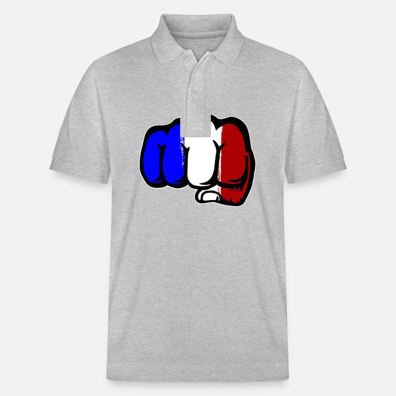 Frankreich Flagge Hand Faust - Stanley/Stella Unisex Bio-Poloshirt PREPSTER - Grau meliert