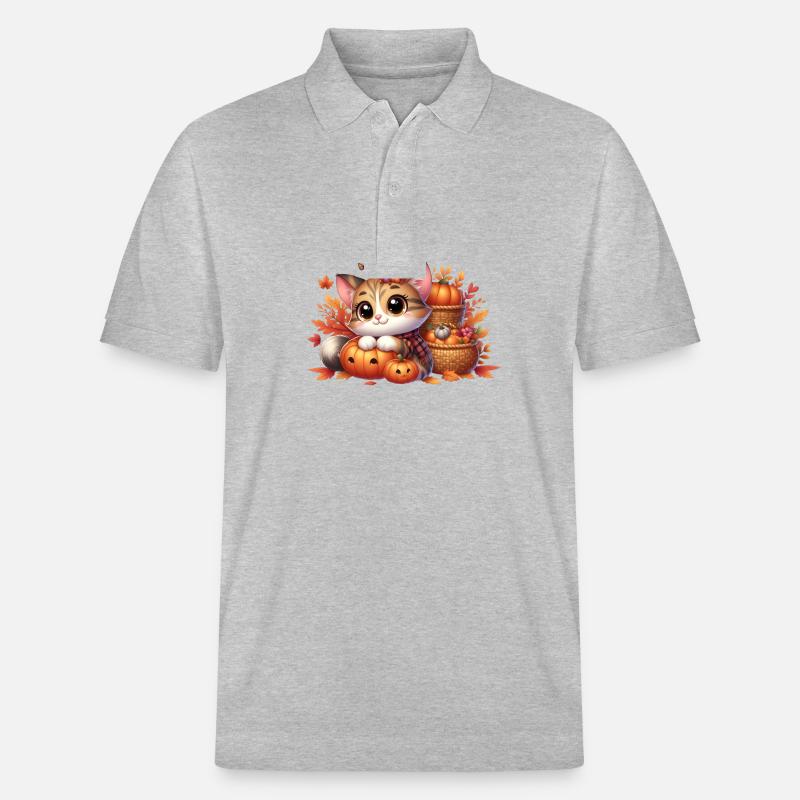 Herbst Katze 2 - Stanley/Stella Unisex Bio-Poloshirt PREPSTER - Grau meliert