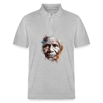 Aborigines, die Ureinwohner Australiens - Stanley/Stella Unisex Bio-Poloshirt PREPSTER - Grau meliert - Vorne - Roxy (174cm) & Andy (188cm)