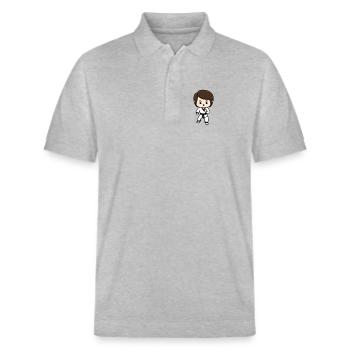 Karate Krieger Schwarzer Gürtel Kawaii - Stanley/Stella Unisex Bio-Poloshirt PREPSTER - Grau meliert - Vorne - Roxy (174cm) & Andy (188cm)
