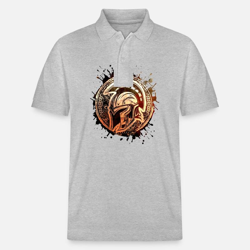 Spartaner Helm Krieger Gladiator - Stanley/Stella Unisex Bio-Poloshirt PREPSTER - Grau meliert