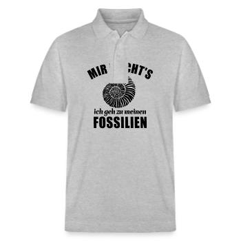 Mir reicht's ich geh zu meinen Fossilien - Stanley/Stella Unisex Bio-Poloshirt PREPSTER - Grau meliert - Vorne - Roxy (174cm) & Andy (188cm)
