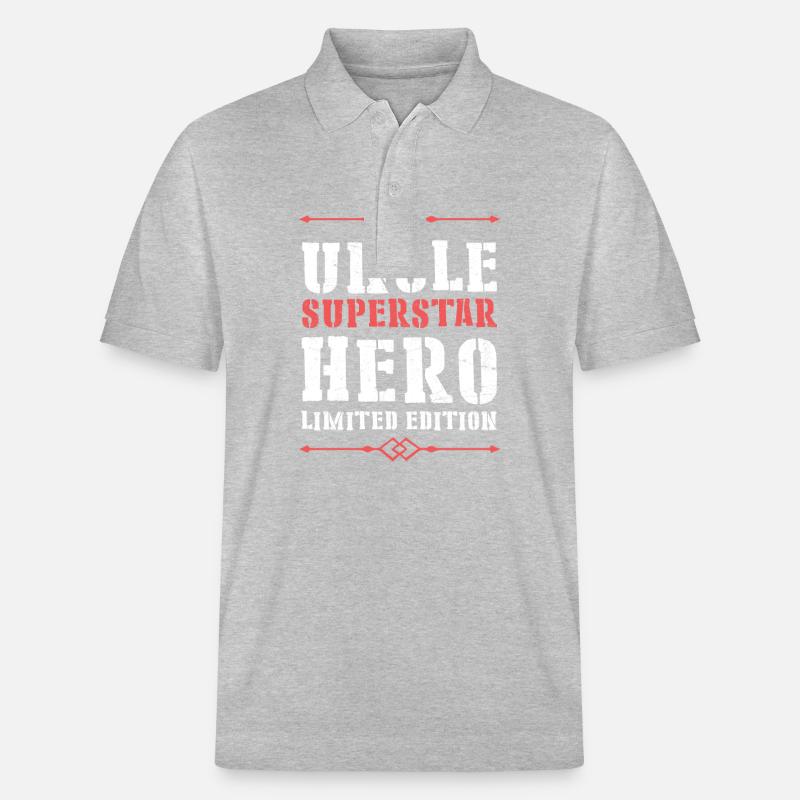 Bester Onkel Held Spruch - Stanley/Stella Unisex Bio-Poloshirt PREPSTER - Grau meliert