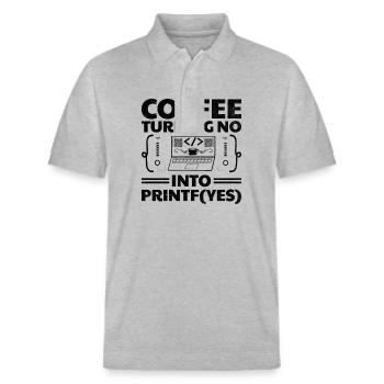 Coffee Coding Programmer Coder Developer Nerd Coff - Stanley/Stella Unisex Organic Polo Shirt PREPSTER - heather grey - Front - Roxy (174cm) & Andy (188cm)