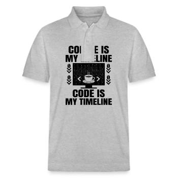 Café Codage Programmeur Codeur Développeur Nerd Coff - Polo PREPSTER bio Stanley/Stella Unisexe - gris chiné - Devant - Roxy (174cm) & Andy (188cm)