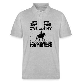 Thoroughbred Horse Racing Riding Equestian Horses - Stanley/Stella Unisex Organic Polo Shirt PREPSTER - heather grey - Front - Roxy (174cm) & Andy (188cm)