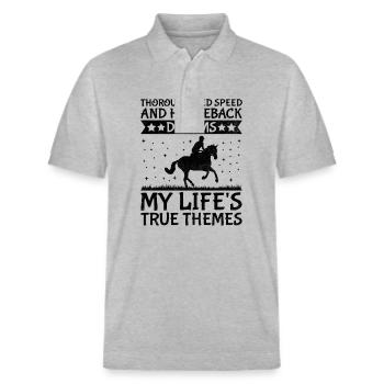 Thoroughbred Horse Racing Riding Equestian Horses - Stanley/Stella Unisex Organic Polo Shirt PREPSTER - heather grey - Front - Roxy (174cm) & Andy (188cm)