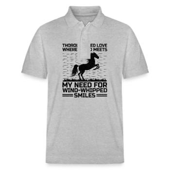 Thoroughbred Horse Racing Riding Equestian Horses - Stanley/Stella Unisex Organic Polo Shirt PREPSTER - heather grey - Front - Roxy (174cm) & Andy (188cm)