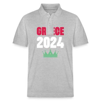 Jours fériés Grèce 2024 - Polo PREPSTER bio Stanley/Stella Unisexe - gris chiné - Devant - Roxy (174cm) & Andy (188cm)
