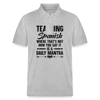 Foreign Language Teacher School Languages Teachers - Stanley/Stella Unisex Organic Polo Shirt PREPSTER - heather grey - Front - Roxy (174cm) & Andy (188cm)