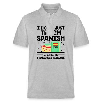Foreign Language Teacher School Languages Teachers - Stanley/Stella Unisex Organic Polo Shirt PREPSTER - heather grey - Front - Roxy (174cm) & Andy (188cm)