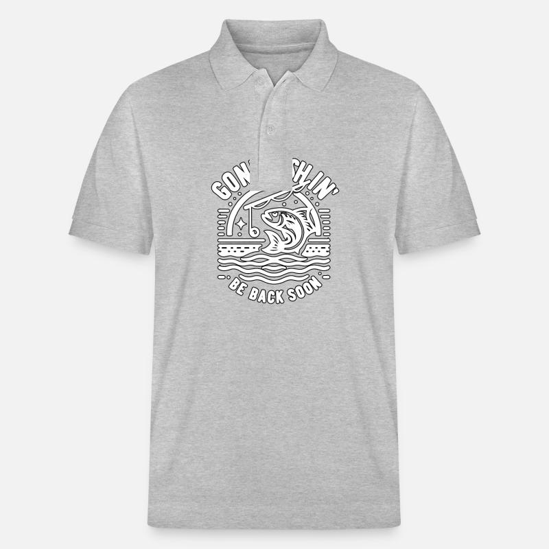 Gone Fish'in Be Back Soon - Stanley/Stella Unisex Bio-Poloshirt PREPSTER - Grau meliert