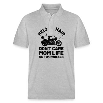 Helm Haare Kümmern Sie sich nicht um das Leben der Mutter auf zwei Rädern - Stanley/Stella Unisex Bio-Poloshirt PREPSTER - Grau meliert - Vorne - Roxy (174cm) & Andy (188cm)