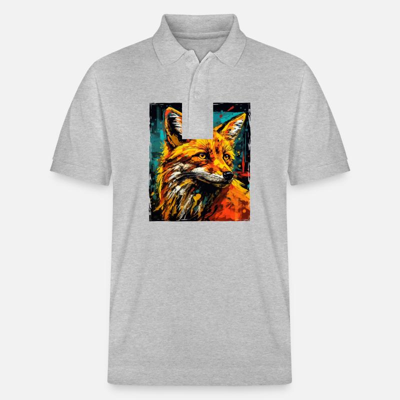 Fuchs Portrait - Stanley/Stella Unisex Bio-Poloshirt PREPSTER - Grau meliert