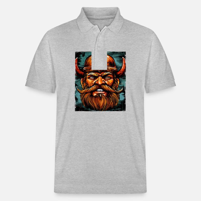 Wikinger Krieger Valhalla Odin - Stanley/Stella Unisex Bio-Poloshirt PREPSTER - Grau meliert