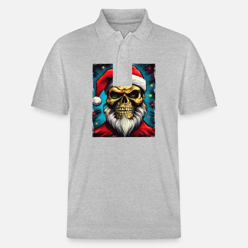 Weihnachtsmann Totenkopf - Stanley/Stella Unisex Bio-Poloshirt PREPSTER - Grau meliert