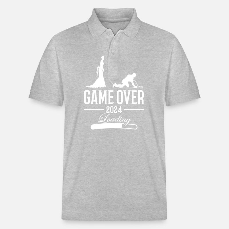 Hochzeit Loading 2024 Game Over - Stanley/Stella Unisex Bio-Poloshirt PREPSTER - Grau meliert