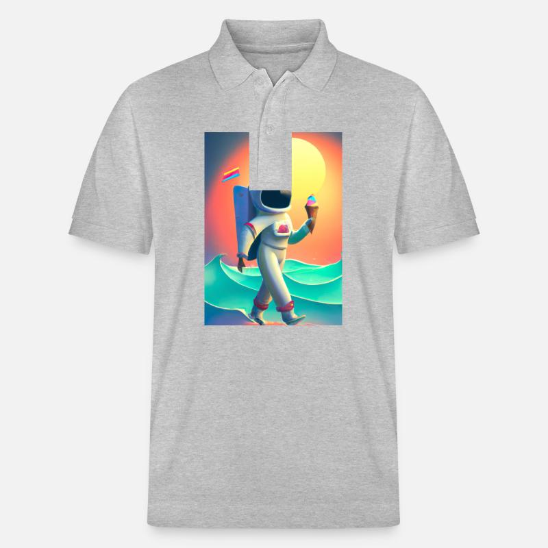 Astronaut mit Eiscreme - Stanley/Stella Unisex Bio-Poloshirt PREPSTER - Grau meliert