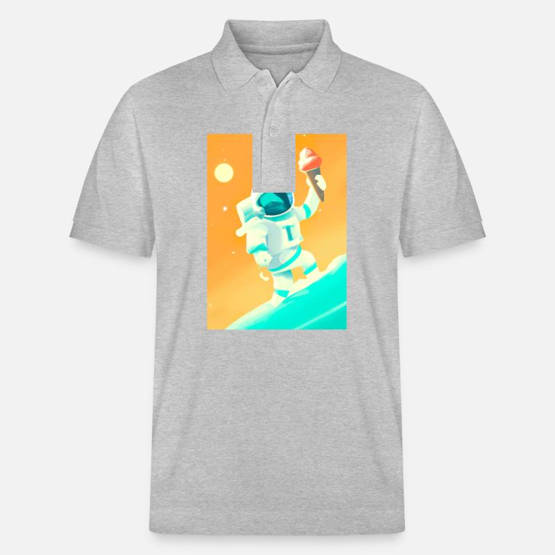Astronaut mit Eiscreme - Stanley/Stella Unisex Bio-Poloshirt PREPSTER - Grau meliert