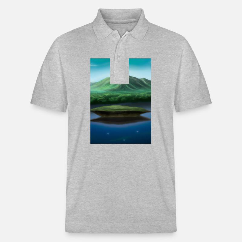 Flying Island Outer Space - Stanley/Stella Unisex Bio-Poloshirt PREPSTER - Grau meliert