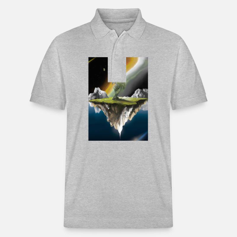 Flying Island Outer Space - Stanley/Stella Unisex Bio-Poloshirt PREPSTER - Grau meliert