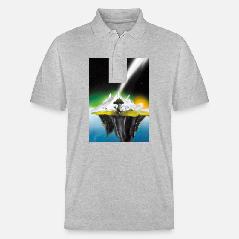 Flying Island Outer Space - Stanley/Stella Unisex Bio-Poloshirt PREPSTER - Grau meliert