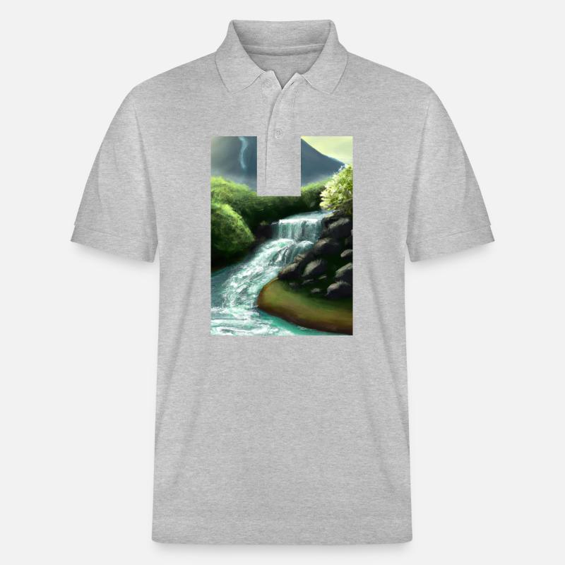 Forest River Wasserfall - Stanley/Stella Unisex Bio-Poloshirt PREPSTER - Grau meliert