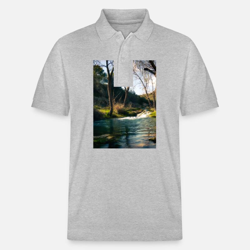 Forest River Wasserfall - Stanley/Stella Unisex Bio-Poloshirt PREPSTER - Grau meliert