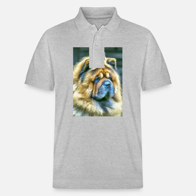 Chow Chow mit Krone - Stanley/Stella Unisex Bio-Poloshirt PREPSTER - Grau meliert