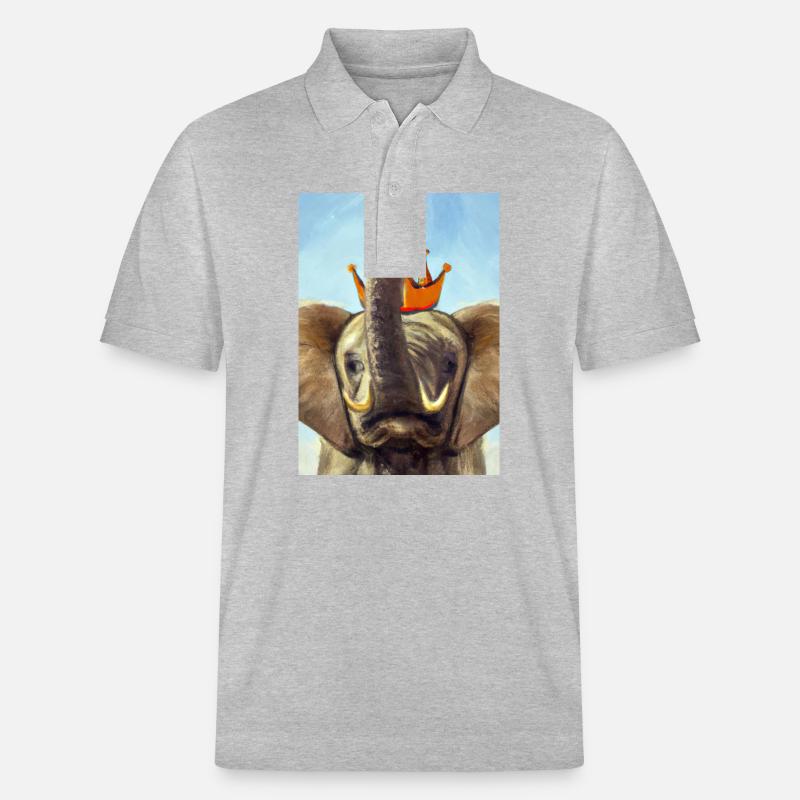 Elefant mit Krone - Stanley/Stella Unisex Bio-Poloshirt PREPSTER - Grau meliert