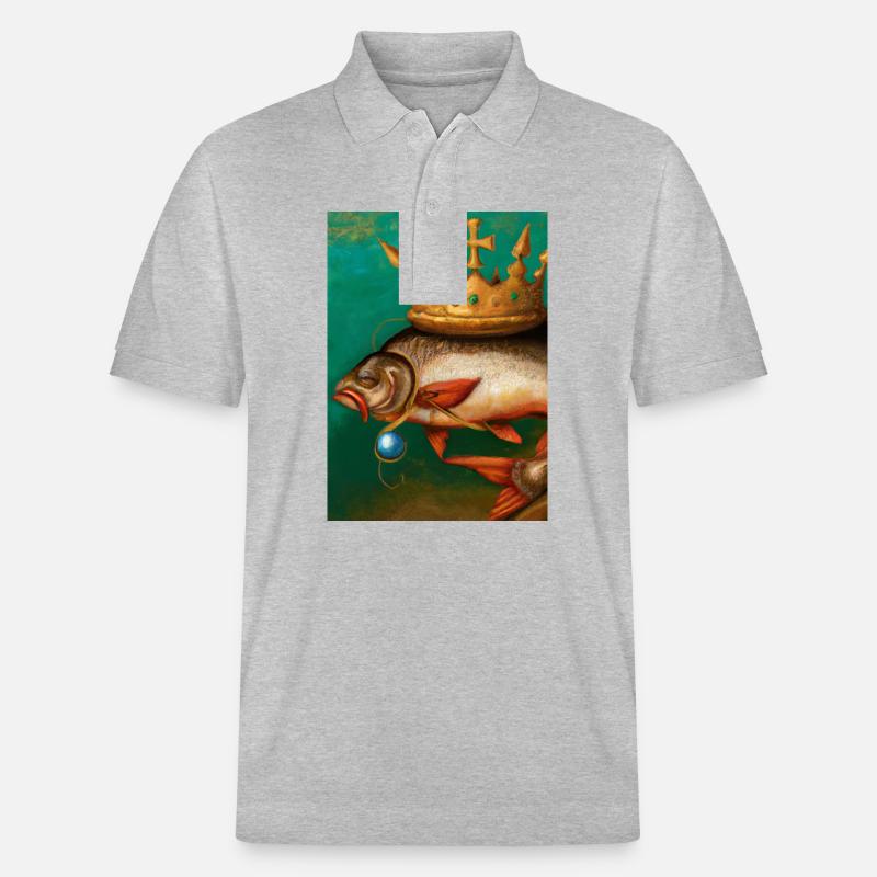 Fisch mit Krone - Stanley/Stella Unisex Bio-Poloshirt PREPSTER - Grau meliert