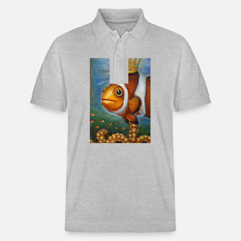 Clownfisch mit einer Krone - Stanley/Stella Unisex Bio-Poloshirt PREPSTER - Grau meliert