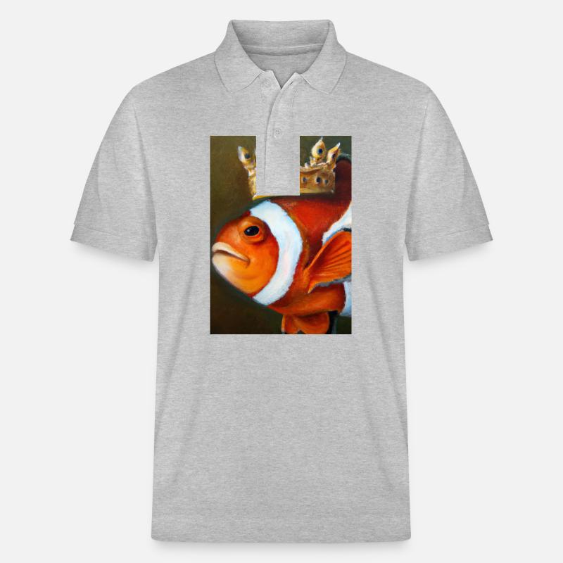 Clownfisch mit einer Krone - Stanley/Stella Unisex Bio-Poloshirt PREPSTER - Grau meliert