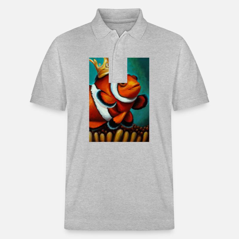Clownfisch mit einer Krone - Stanley/Stella Unisex Bio-Poloshirt PREPSTER - Grau meliert