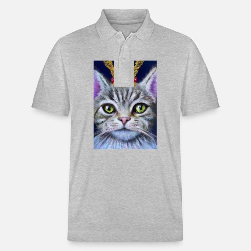 Katze mit Krone - Stanley/Stella Unisex Bio-Poloshirt PREPSTER - Grau meliert