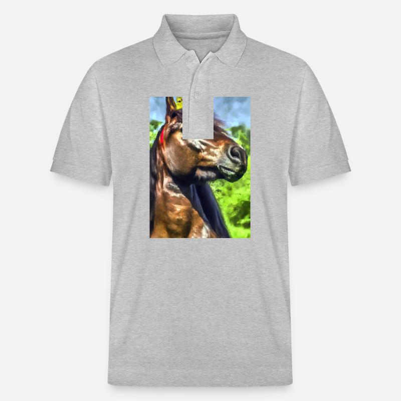 Pferd mit Krone - Stanley/Stella Unisex Bio-Poloshirt PREPSTER - Grau meliert