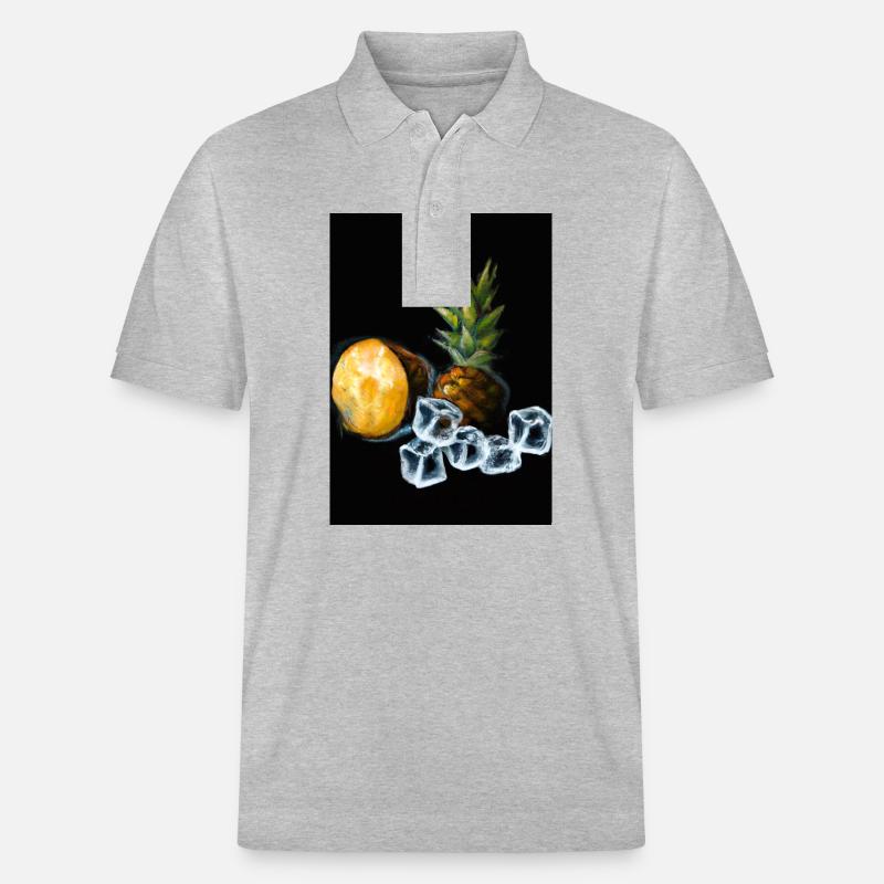 Ananas und Eiswürfel - Stanley/Stella Unisex Bio-Poloshirt PREPSTER - Grau meliert