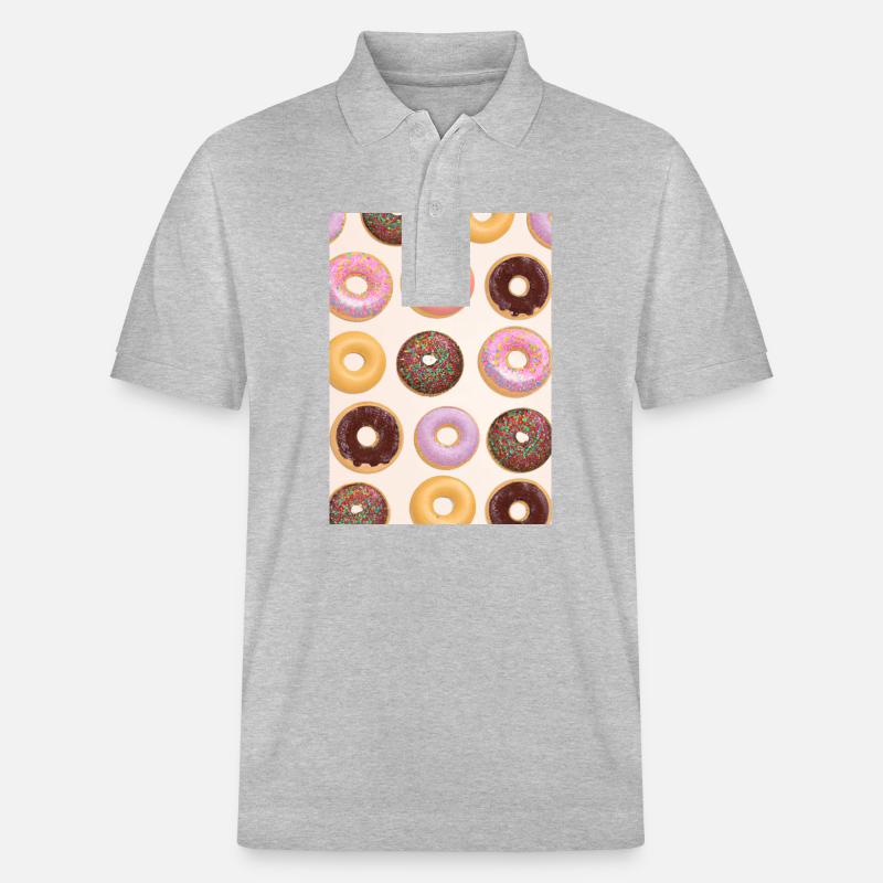Donuts-Muster - Stanley/Stella Unisex Bio-Poloshirt PREPSTER - Grau meliert