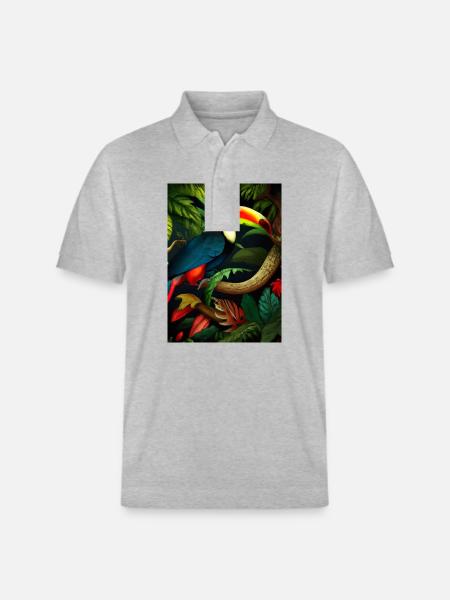 Dschungel-Tukan - Stanley/Stella Unisex Bio-Poloshirt PREPSTER - Grau meliert