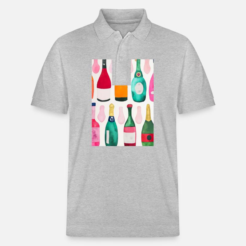 Flaschen-Muster-Malerei - Stanley/Stella Unisex Bio-Poloshirt PREPSTER - Grau meliert