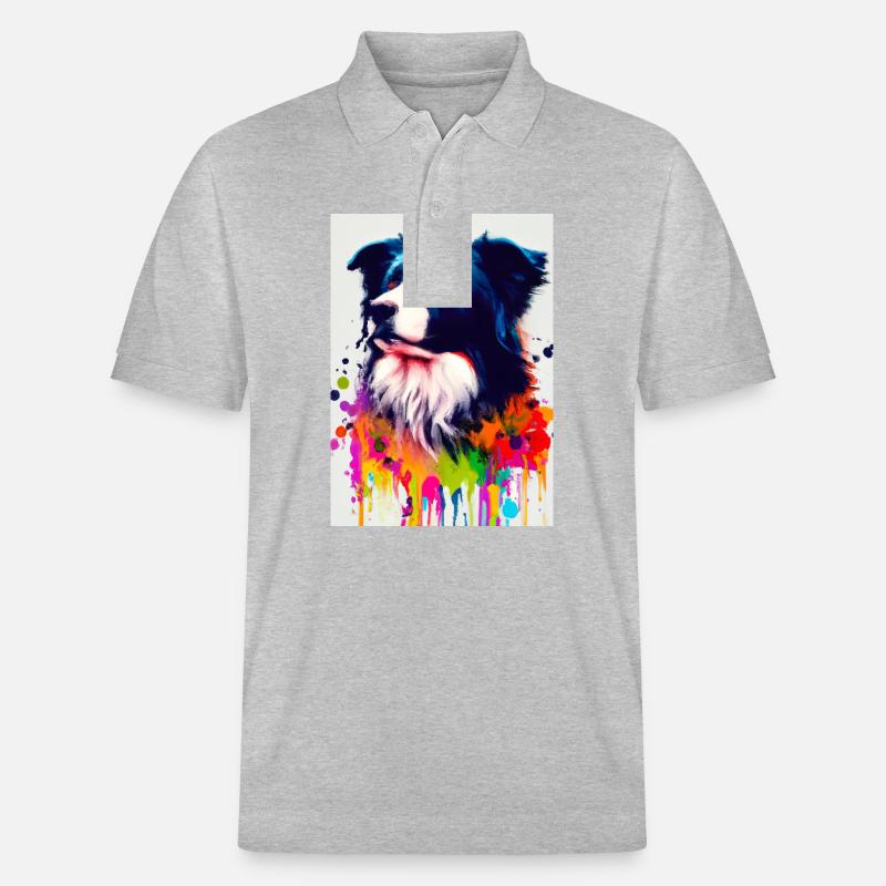 Bunter Border Collie - Stanley/Stella Unisex Bio-Poloshirt PREPSTER - Grau meliert